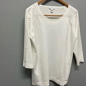 Calvin Klein Cream 3/4 Sleeve Sweater